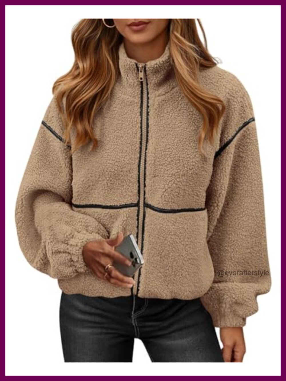 Sherpa Fleece Zip Up Winter Coat Women Plush Teddy Jacket